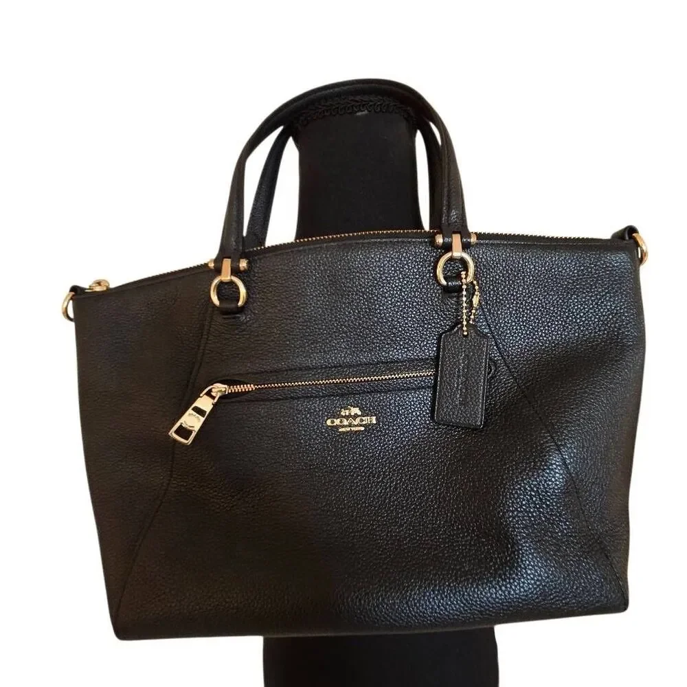 Coach Black Pebbled Leather Kelsey Satchel or Crossbody Purse